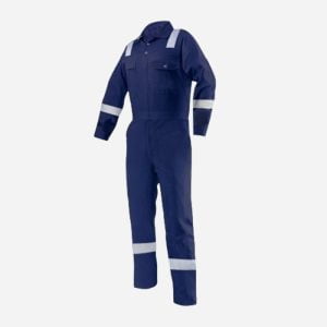 COTTON COVERALL WITH HIVIS SILVER REFLECTIVE TAPES Navy Blue