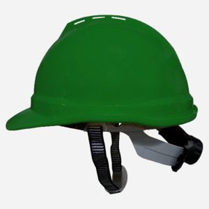 VENTILATED HDPE SAFETY HELMET – WHEEL RATCHET Green