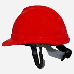 VENTILATED HDPE SAFETY HELMET – WHEEL RATCHET Red