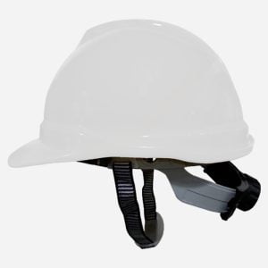 VENTILATED HDPE SAFETY HELMET – WHEEL RATCHET White