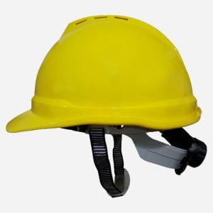VENTILATED HDPE SAFETY HELMET – WHEEL RATCHET Yellow