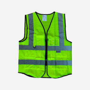 SPARTAN GUARD SAFETY VEST 120GSM, FABRIC-MESH MULTI POCKET ZIPPERED GREEN-1